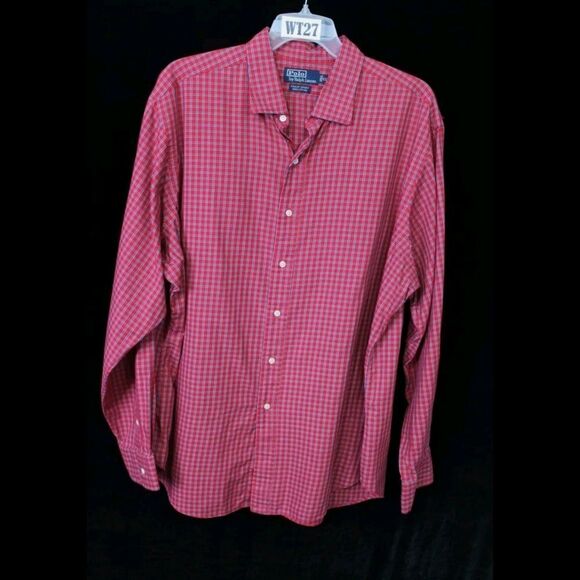 POLO RALPH LAUREN PHILIP SPORT 100% COTTON LS BUTTON RED PLAID XXL MEN'S SHIRT - Picture 1 of 6